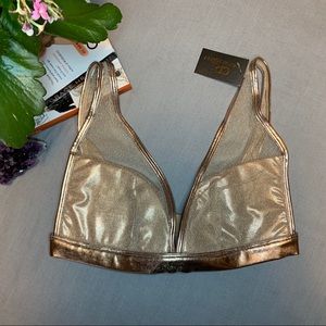 NWT • Glitter Mesh Gold Bralette Top
